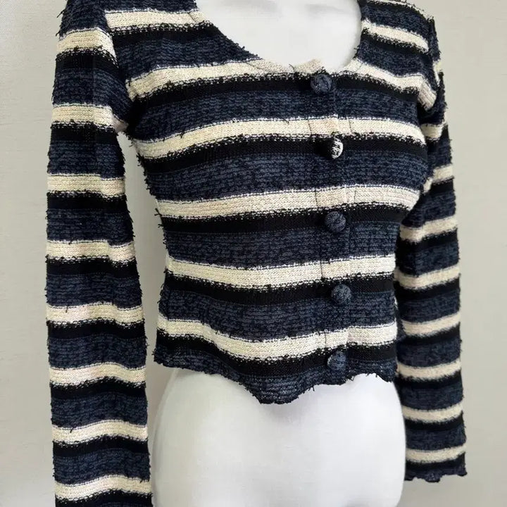 [BUNJANG] Striped Crop Cardigan / 새상품) 스트라이프 크롭 가디건