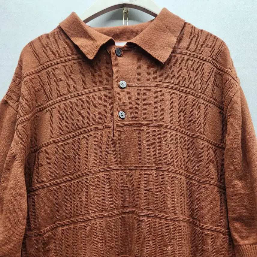 [BUNJANG] thisisneverthat Jacquard Knit Short Sleeve Polo Shirt (L) / 디스이즈네버댓 자카드 니트 반팔카라 S(L) 남여공용