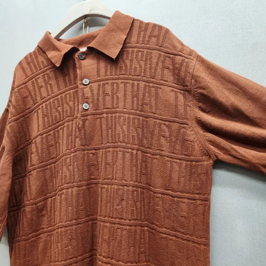 [BUNJANG] thisisneverthat Jacquard Knit Short Sleeve Polo Shirt (L) / 디스이즈네버댓 자카드 니트 반팔카라 S(L) 남여공용