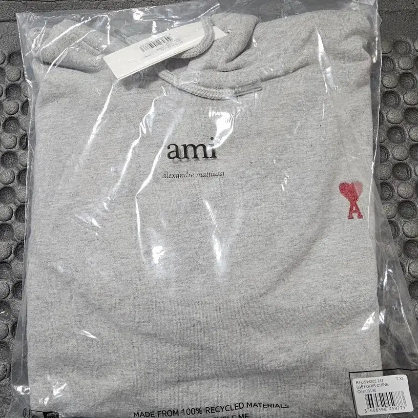 [SOLD OUT] 아미 스몰 하트 로고 후드티 그레이 XL