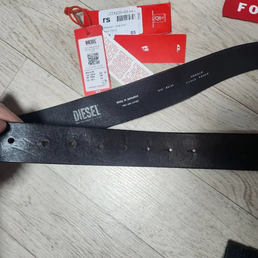 [BUNJANG] Diesel D Logo Leather Belt / 디젤 블랙 가죽 벨트 D로고