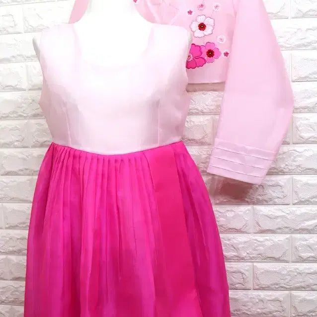 [BUNJANG] Embroidered Modern Hanbok Dress (Size 55) / k833 자수 개량한복/여55/키160-165/원피스가슴85/사놀까