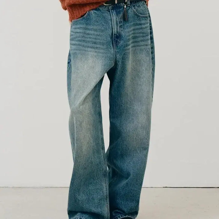 [BUNJANG] Noir Wide Denim Pants Middle Blue / [48] 노이어 와이드 데님팬츠 미들블루