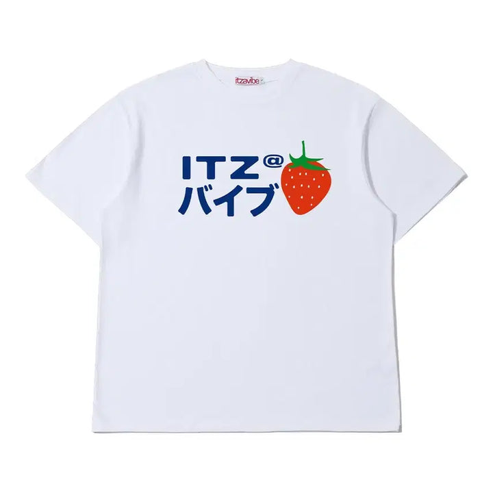 [BUNJANG] Itzy Vibe Strawberry Slim Fit Short Sleeve T-shirt / 잇자바이브 스트로베리 슬림 반팔 티셔츠