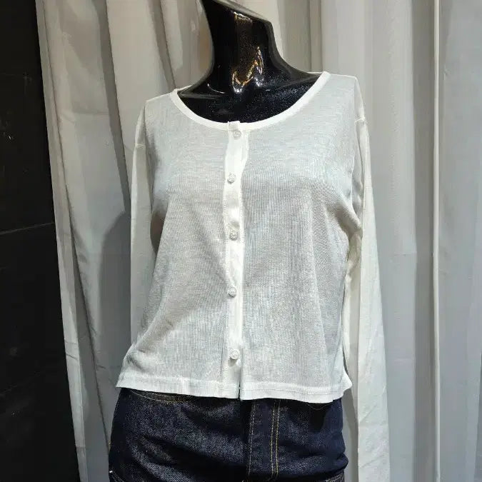 [BUNJANG] White Back Shirring Loose Fit Thin Cardigan / 뒷단유 루즈핏 얇은 가디건