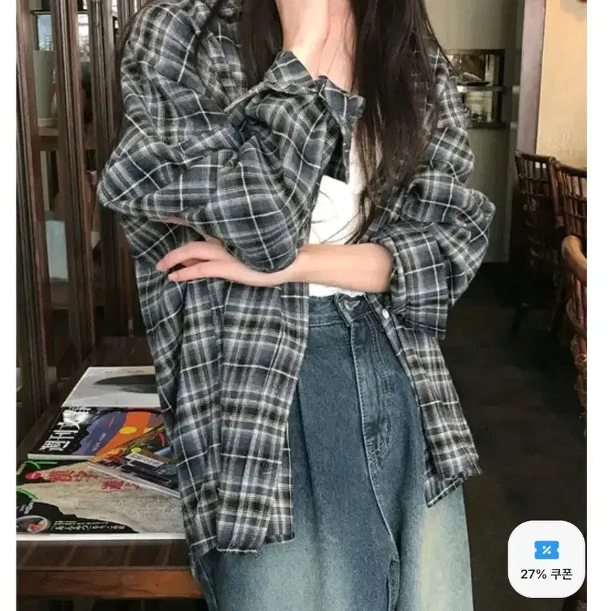 [BUNJANG] Vintage Plaid Check Shirt / 미니포에 플리 체크 셔츠 빈티지 일본 모리걸 아오이유우 깔 산장