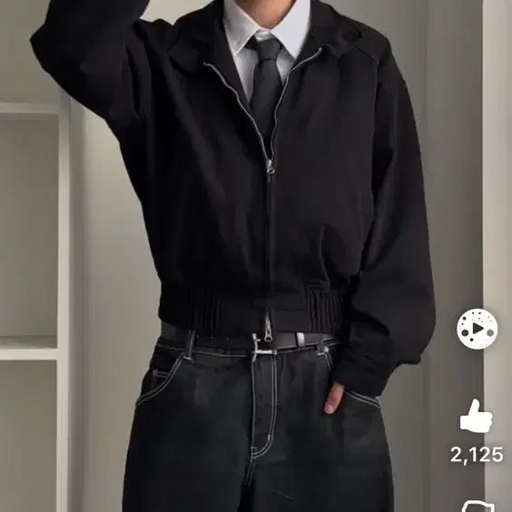 [BUNJANG] Noise Cotton Harrington Jacket Black L / 노이즈 코튼 헤링턴 점퍼 자켓 블랙 L 새상품