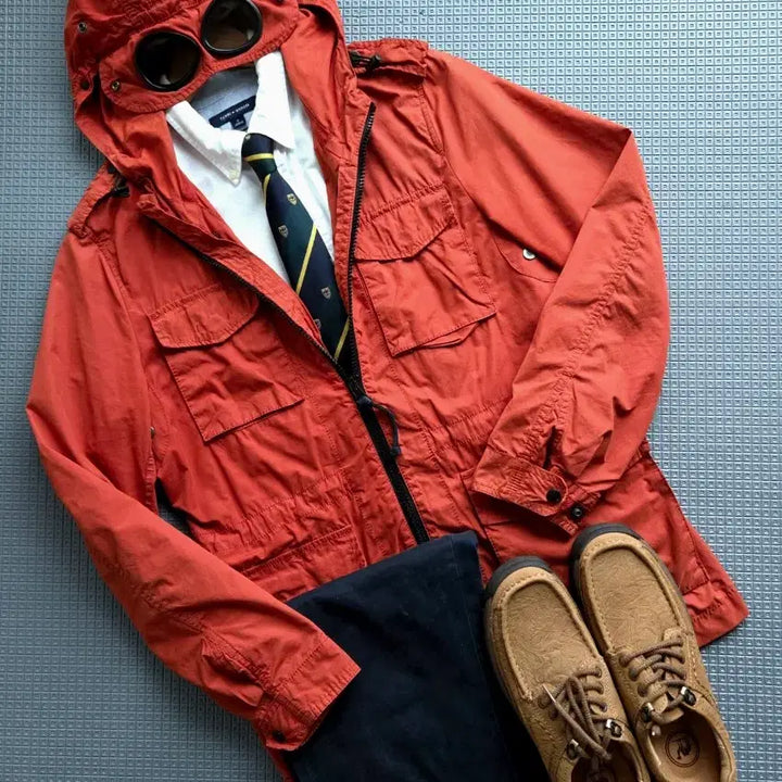 [BUNJANG] CP Company Field Goggle Jacket (Brick Orange) / CP 컴퍼니 내피포함 브릭오렌지 필드 고글자켓