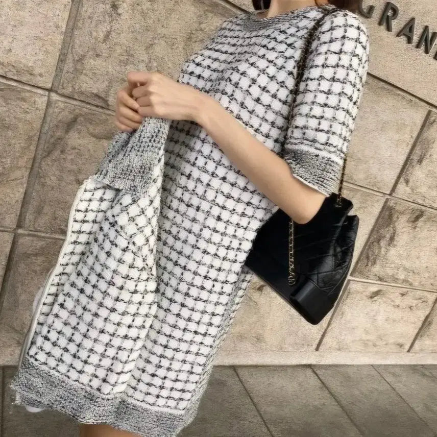 [BUNJANG] Tweed Knit Dress / 트위드 니트 원피스