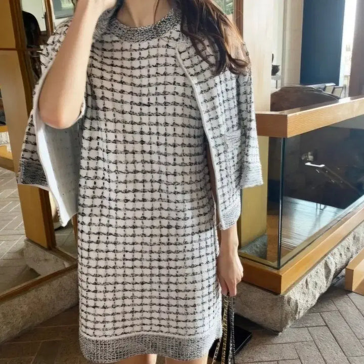 [BUNJANG] Tweed Knit Dress / 트위드 니트 원피스