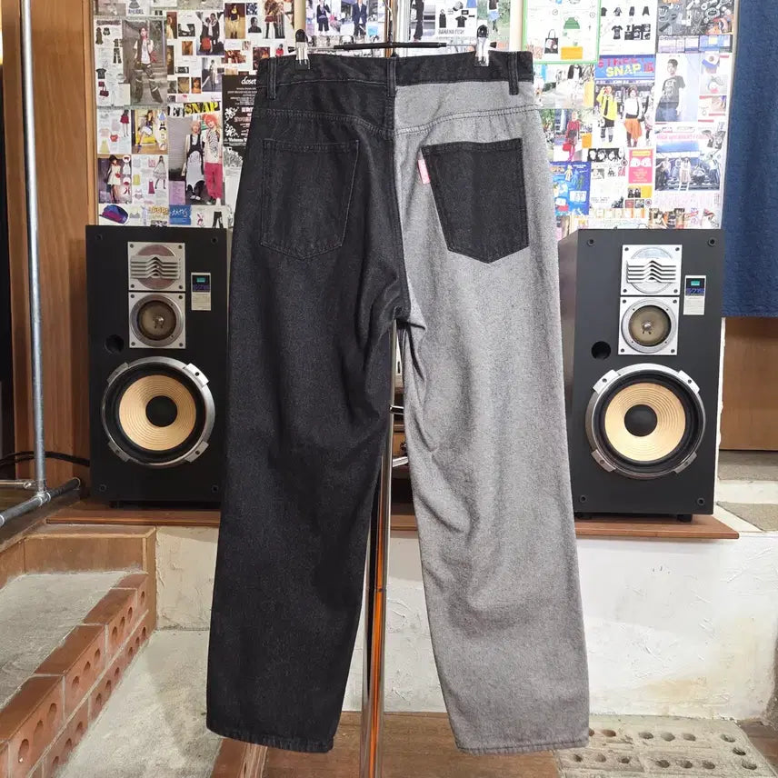 [BUNJANG] AJOBYAJO Gray Black Denim Pants / 아조바이아조 그레이 흑청 배색 데님 팬츠 .