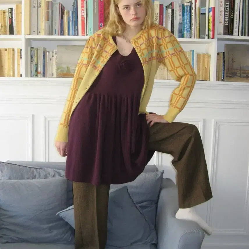 [BUNJANG] Sinoon Rose Knit Dress Purple / sinoon 시눈 로즈 니트 드레스 퍼플