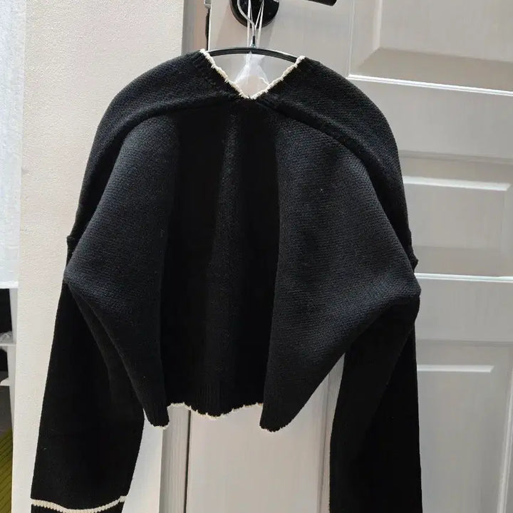 [BUNJANG] Black Knit Cardigan &amp; Wide Pants Two-Piece Set / 새옷/보세)블랙 니트 크롭가디건  숏자켓 55-55반
