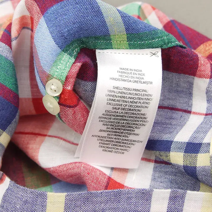 [BUNJANG] Polo Ralph Lauren Madras Check Linen Shirt / Polo 폴로랄프로렌 인디아 마드라스체크 버튼다운 반팔 린넨셔츠S~100