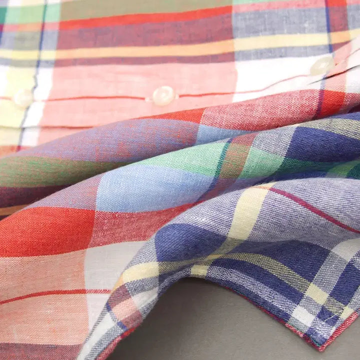 [BUNJANG] Polo Ralph Lauren Madras Check Linen Shirt / Polo 폴로랄프로렌 인디아 마드라스체크 버튼다운 반팔 린넨셔츠S~100