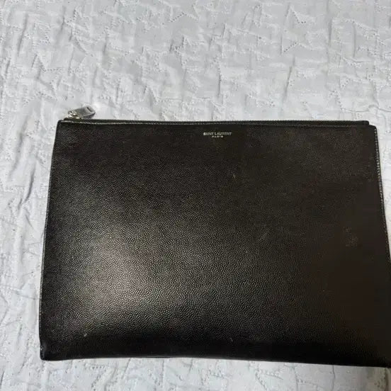 [BUNJANG] Saint Laurent Black Leather Zip Clutch Bag / 생로랑 블랙 레더 지퍼 클러치백