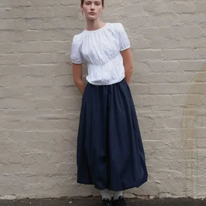 [BUNJANG] Pesto Balloon Long Skirt / Pesto 페스토 벌룬 롱 스커트 다크 레이크