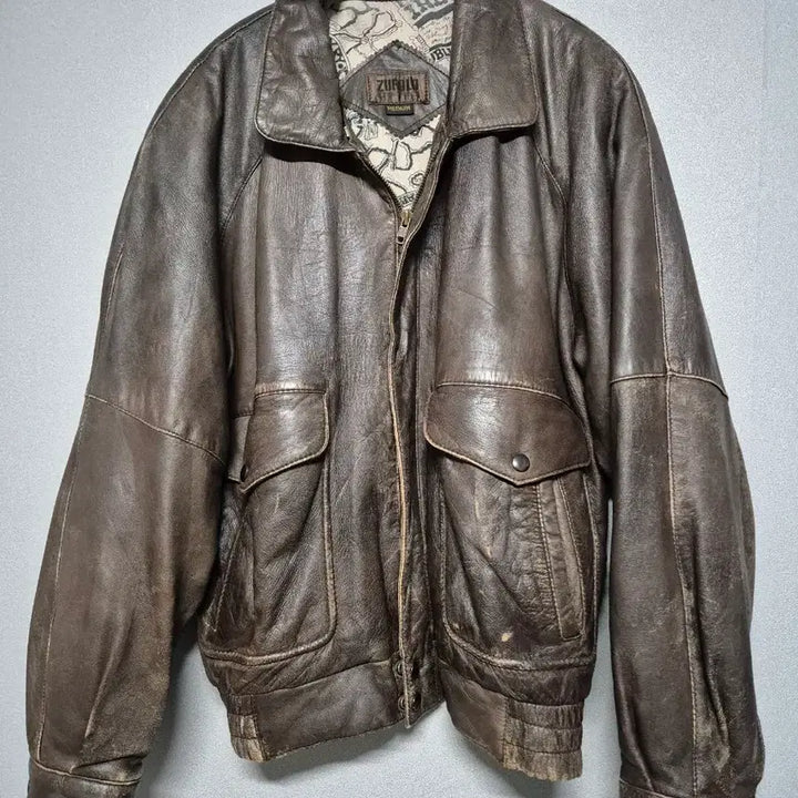 [BUNJANG] ZUFOLD Lambskin Shell Leather Jacket / 90년대 ZUFOLD 양가죽 셸 레더자켓