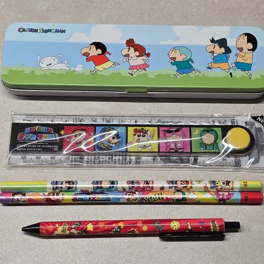 [BUNJANG] Crayon Shin-chan Stationery Set / 짱구는 못말려 문구 세트 (필통, 자, 연필, 볼펜)