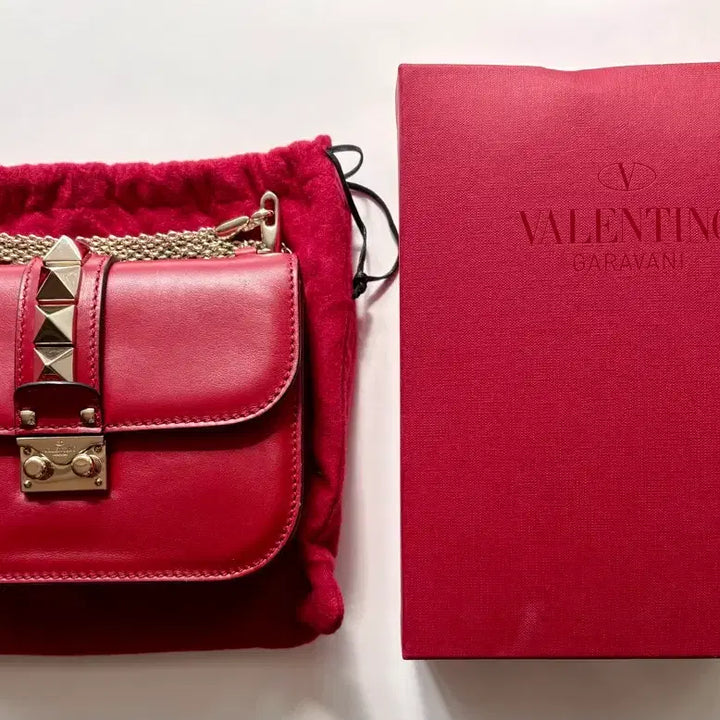 [BUNJANG] Valentino Rockstud Chain Bag Red / 발렌티노 락스터드 체인백 레드 가방 풀구성 상태좋음