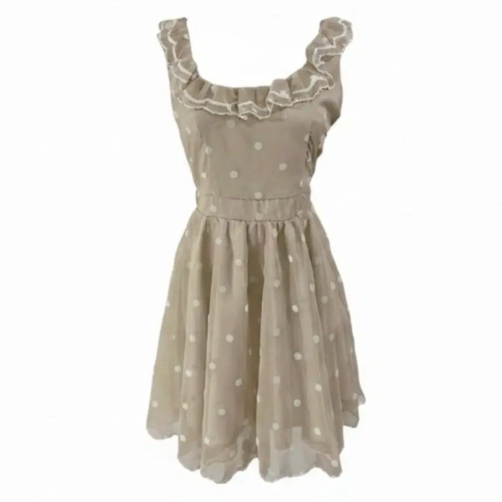 [BUNJANG] Snidel Dot Frill Mini Dress / 스나이델 초코 브라운 프릴 도트 원피스