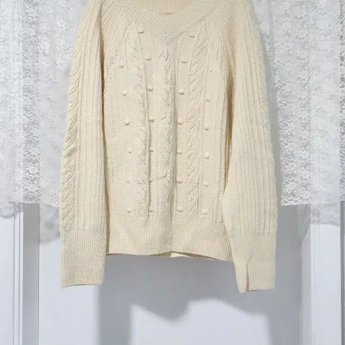 [BUNJANG] Deco Cashmere Ivory Knit Sweater / 데코 캐시미어 아이보리 니트