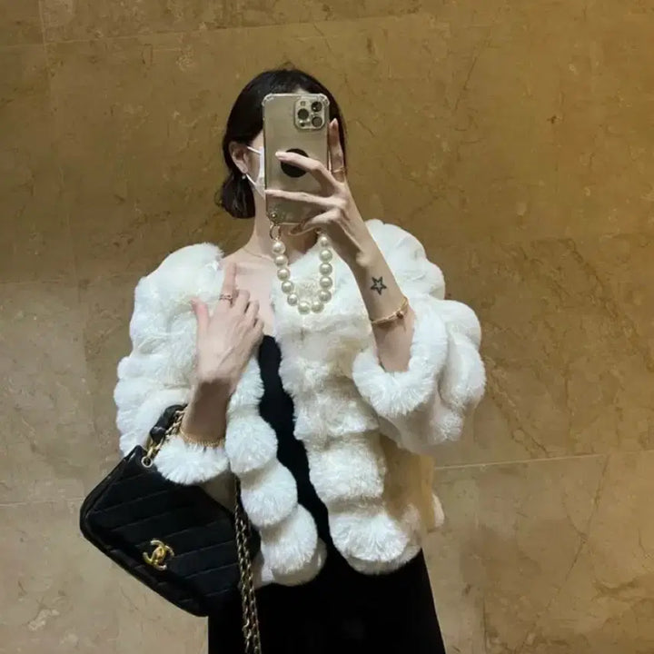 [BUNJANG] Mongle Fur Jacket (Black) / 몽글 퍼 자켓(블랙)