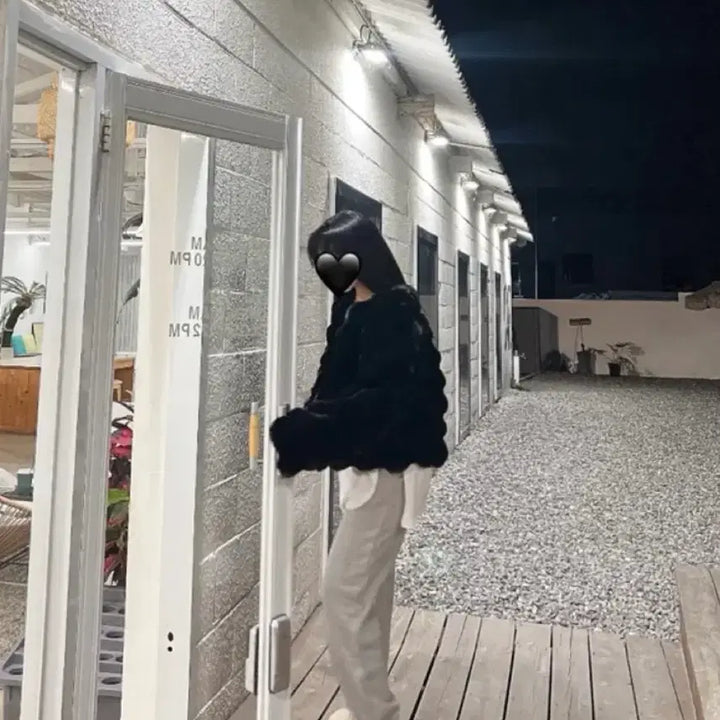 [BUNJANG] Mongle Fur Jacket (Black) / 몽글 퍼 자켓(블랙)