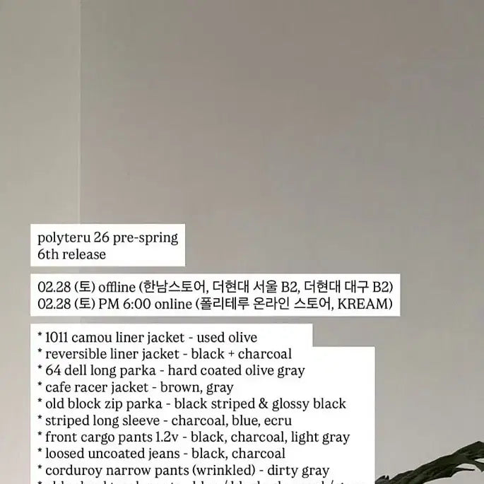 [BUNJANG] Polytelu Uncoated Jeans Proxy Purchase / 폴리테루 2.28 대리구매 해드립니다