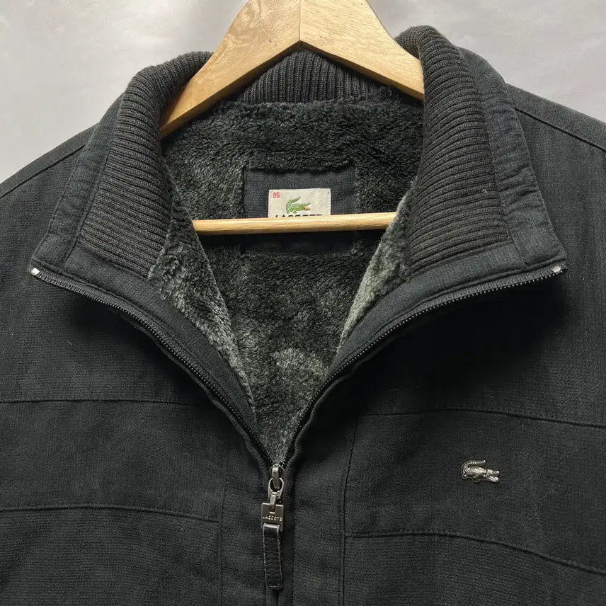 [BUNJANG] Lacoste Acrylic Fleece Lined Black Blouson Jacket / [정품/95] 라코스테 아크릴털 기모 블랙 블루종 자켓/점퍼