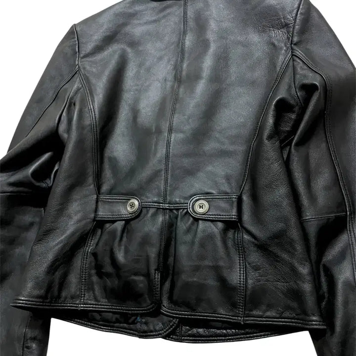 [BUNJANG] Vintage Leather Jacket Sheepskin Silver Button Blazer / 빈티지레더자켓 양가죽 은장버튼블레이저 00s디올생로랑st 슬림핏