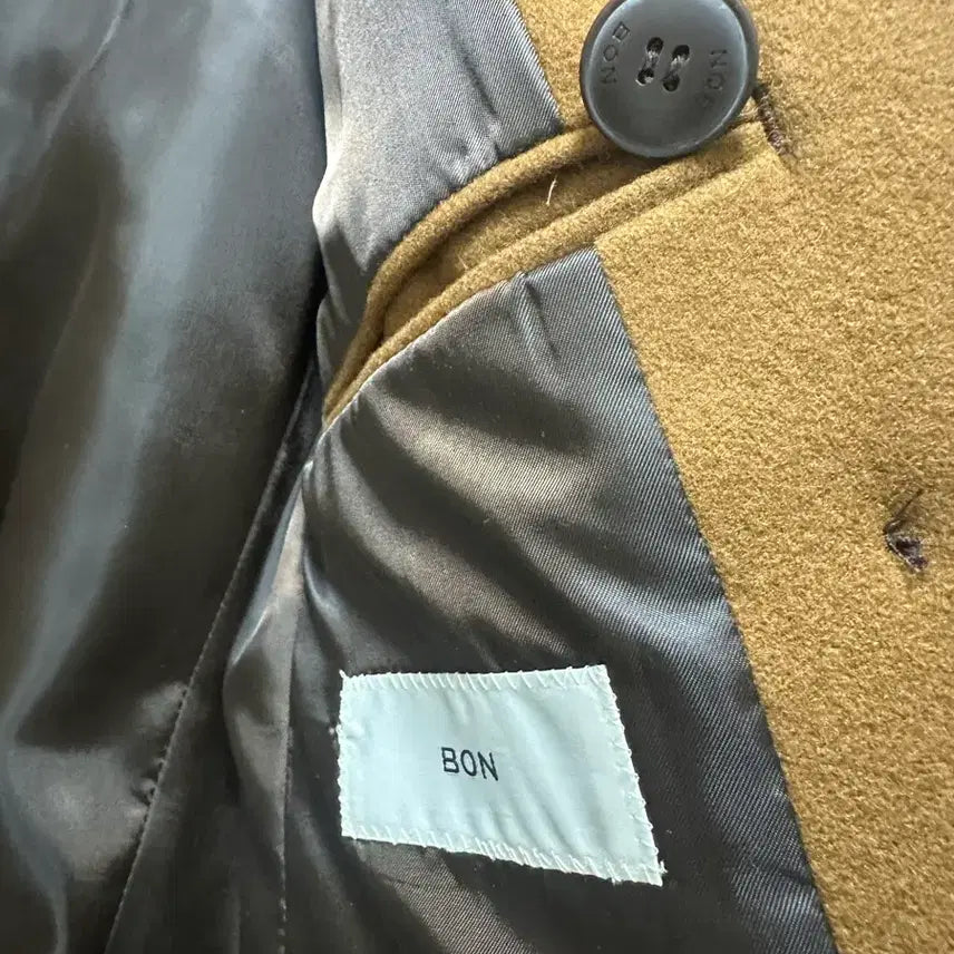 [BUNJANG] BON Men's Camel Double Half Wool Coat / BON 남성 카멜 더블 하프 모 코트