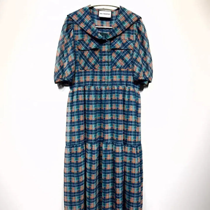 [BUNJANG] Karl Lagerfeld Sailor Collar Check Long Dress / 칼라거펠트 세일러카라 체크 롱원피스[55]