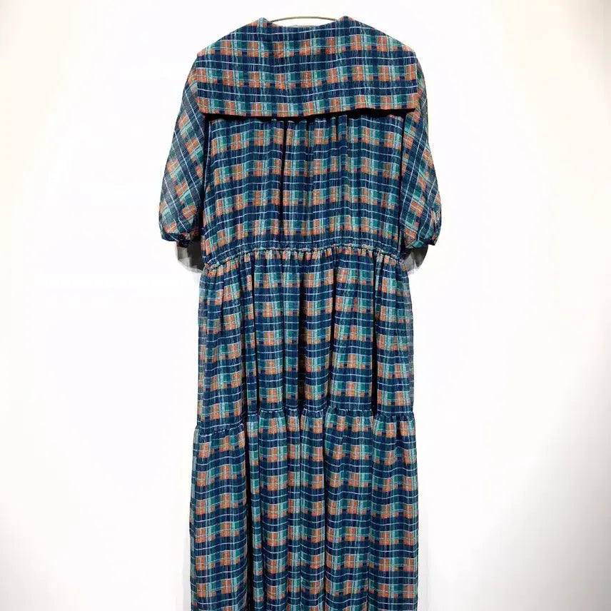 [BUNJANG] Karl Lagerfeld Sailor Collar Check Long Dress / 칼라거펠트 세일러카라 체크 롱원피스[55]