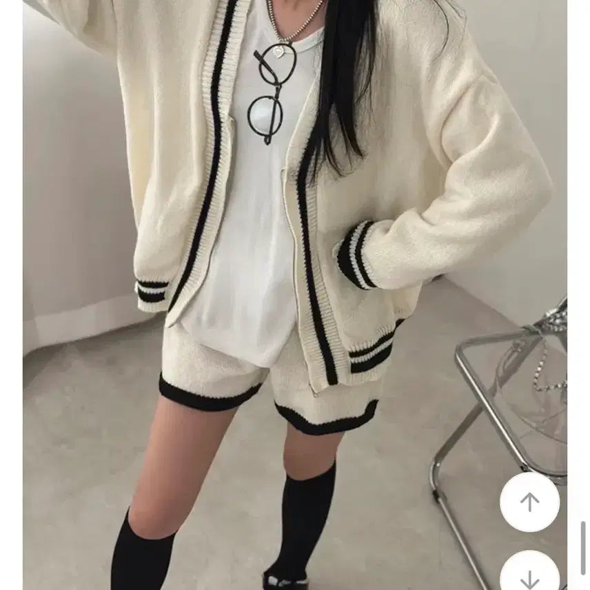 [BUNJANG] Knit Zip-up & Shorts Set / 니트 집업&반바지 세트(새것)