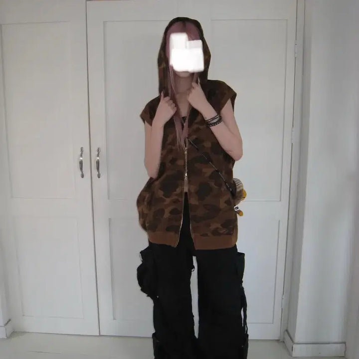 [BUNJANG] BAPE Two-Way Vest Hoodie L / 베이프 투웨이 베스트 조끼 후드집업 L 갈계 황계