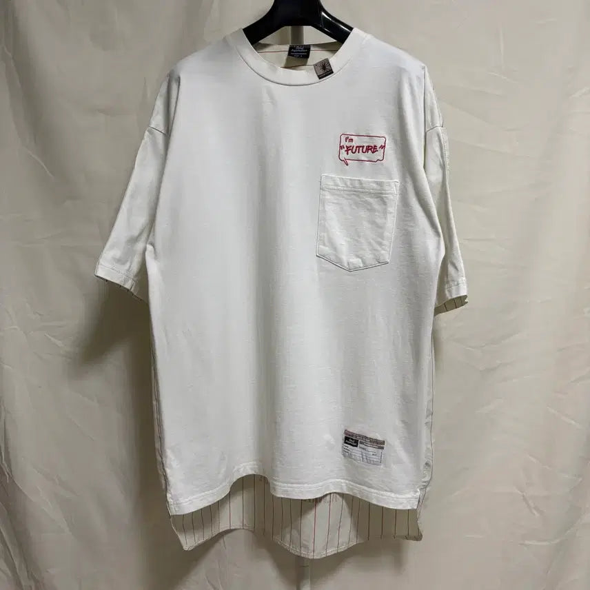 [SOLD OUT] 지유 X 미하라야스히로 레이어드 스트라이프 반팔 티셔츠/화이트, L