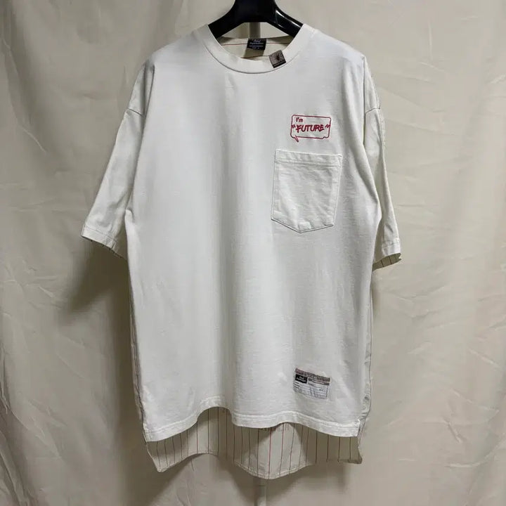 [SOLD OUT] 지유 X 미하라야스히로 레이어드 스트라이프 반팔 티셔츠/화이트, L
