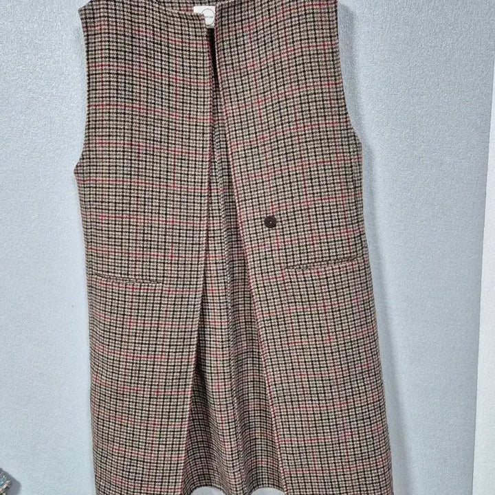 [BUNJANG] OVERTONE Checkered Handmade Long Vest / OVERTONE 잔체크 핸드메이드 롱조끼 66~77