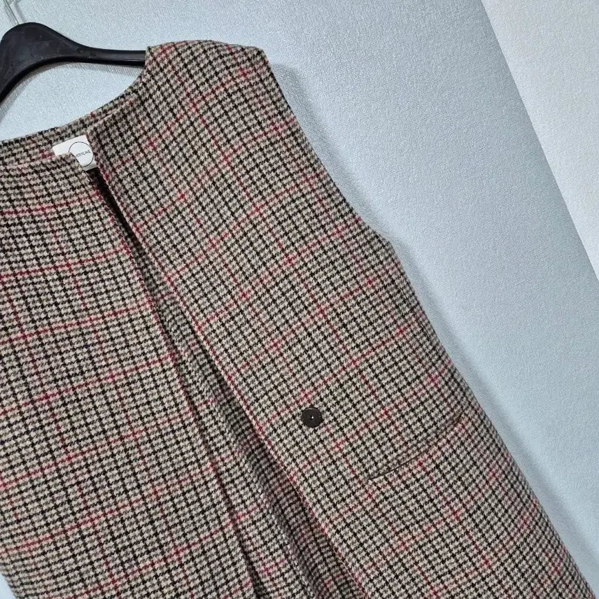 [BUNJANG] OVERTONE Checkered Handmade Long Vest / OVERTONE 잔체크 핸드메이드 롱조끼 66~77