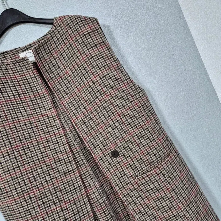 [BUNJANG] OVERTONE Checkered Handmade Long Vest / OVERTONE 잔체크 핸드메이드 롱조끼 66~77