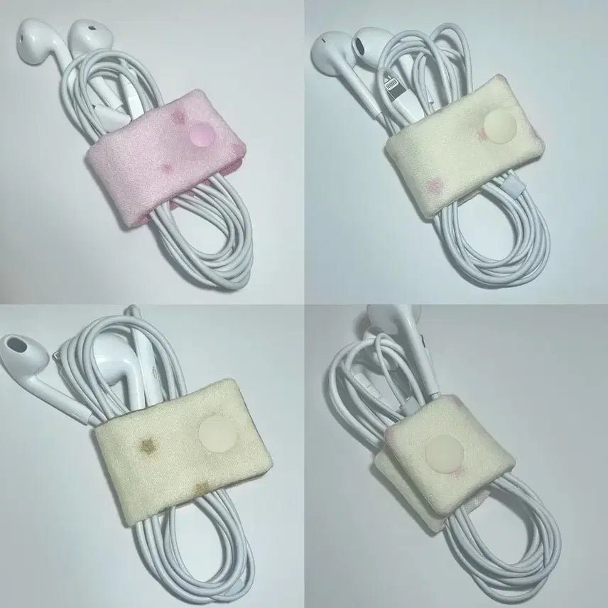 [BUNJANG] Pastel Star Dot Fabric Cable Organizer / 파스텔 별도트 이어폰&케이블 줄감개