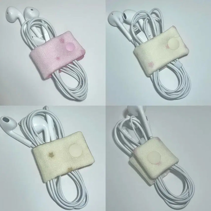 [BUNJANG] Pastel Star Dot Fabric Cable Organizer / 파스텔 별도트 이어폰&케이블 줄감개
