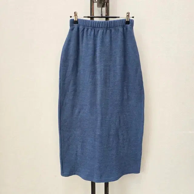 [BUNJANG] Blue Fleece Lined Elastic Waist Skirt / 블루 기모 허리 밴딩 스커트