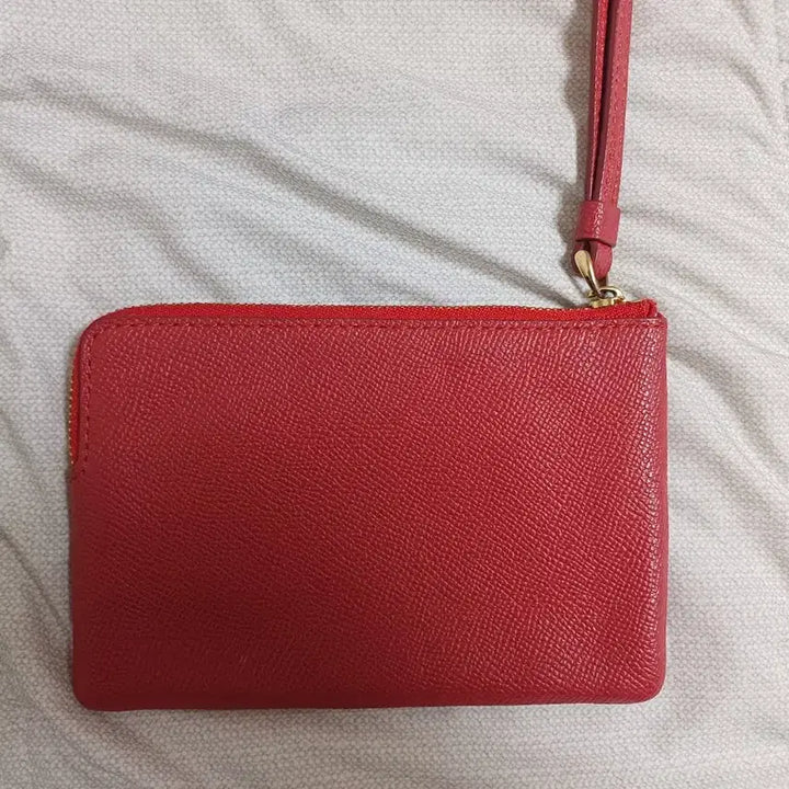 [BUNJANG] Coach Leather Zip Wristlet Red / Coach 코치 가죽 지퍼 손목지갑 레드미니펄스