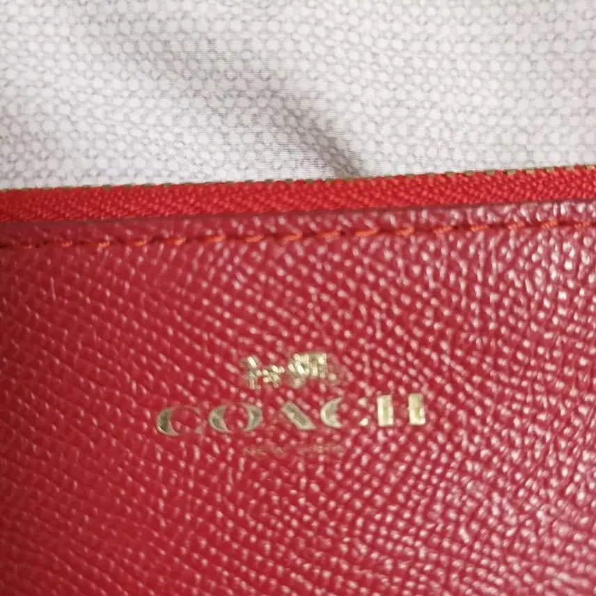 [BUNJANG] Coach Leather Zip Wristlet Red / Coach 코치 가죽 지퍼 손목지갑 레드미니펄스