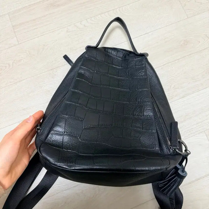 [BUNJANG] Black Leather Backpack / 검정색 가죽 백팩 가방