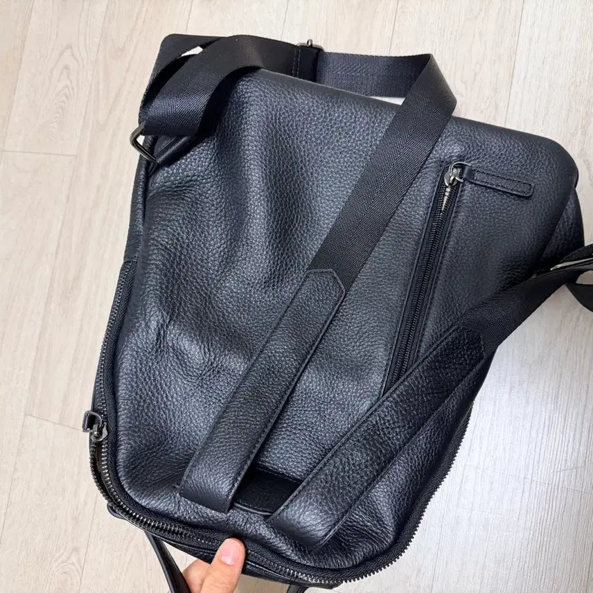 [BUNJANG] Black Leather Backpack / 검정색 가죽 백팩 가방