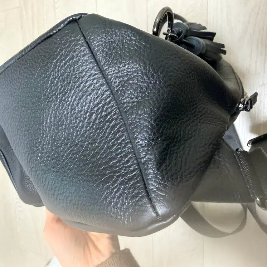 [BUNJANG] Black Leather Backpack / 검정색 가죽 백팩 가방