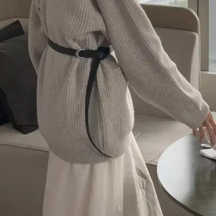 [BUNJANG] Onz Loose Hacci Wool Cardigan - Gray / 온스 루즈 하찌 울 가디건 그레이